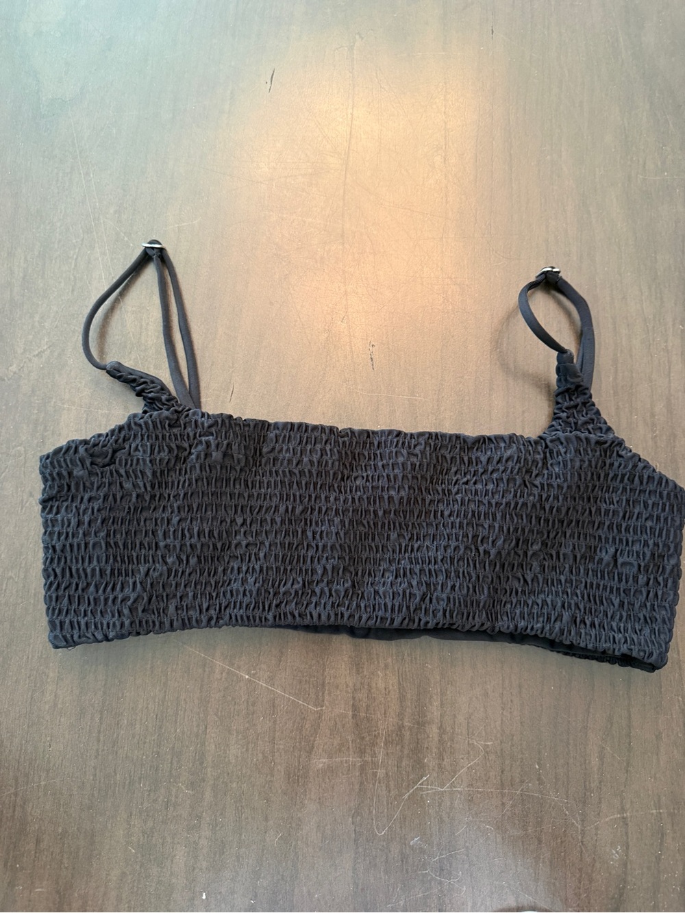 Aila Blue Alice Bikini Top Black Eco Rib Size L NWOT